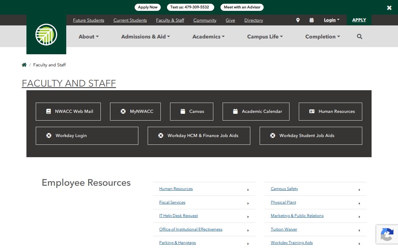 Bentonville people directories NWACC faculty staff page