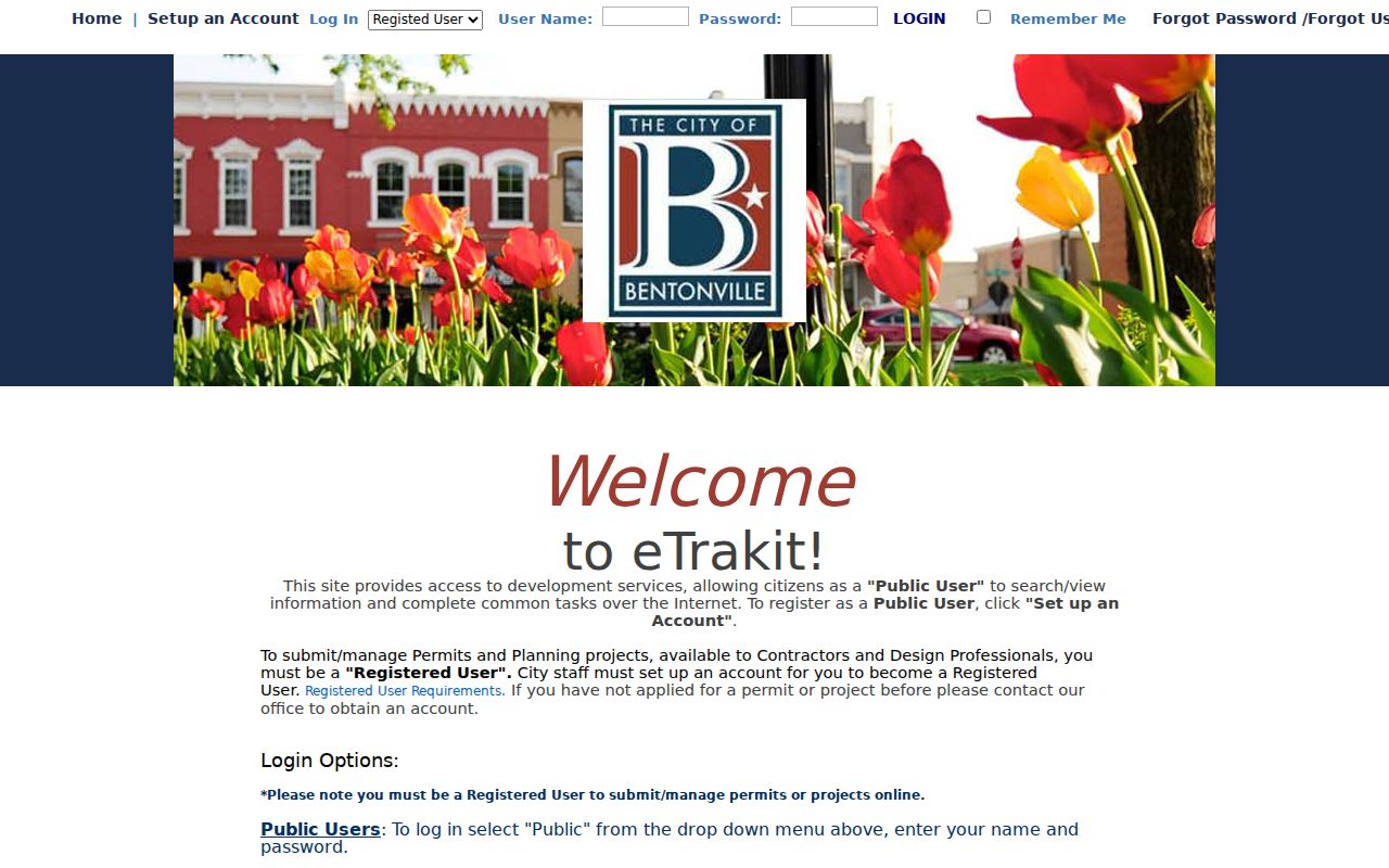 Bentonville public records eTRAKiT portal