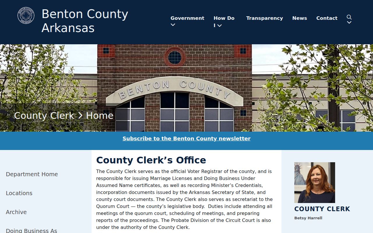 Bentonville voter registration records Benton County Clerk